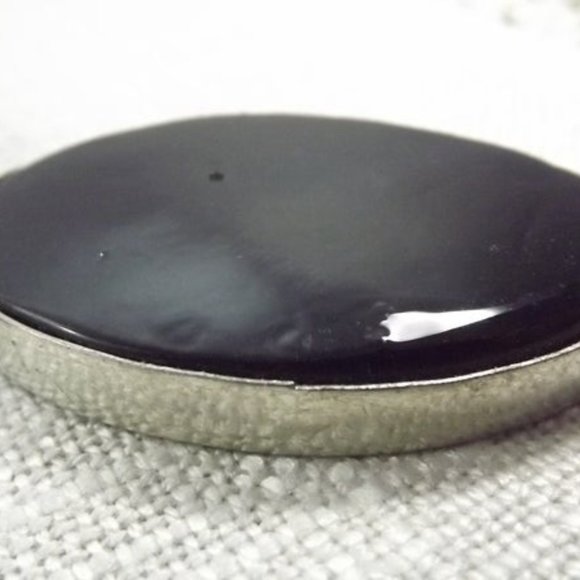 Vintage Black Glass Pendant Necklace - Picture 2 of 8